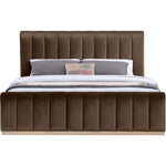 Amara Velvet Upholstered King Bed in Brown