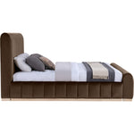 Amara Velvet Upholstered King Bed in Brown