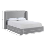Kendall Linen Textured Fabric Upholstered King Bed in Grey