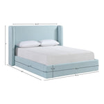 Kendall Linen Textured Fabric Upholstered King Bed in Light Blue