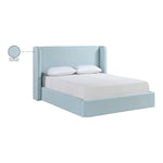 Kendall Linen Textured Fabric Upholstered King Bed in Light Blue