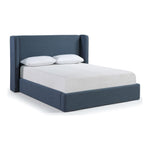 Kendall Linen Textured Fabric Upholstered King Bed in Navy