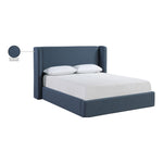 Kendall Linen Textured Fabric Upholstered King Bed in Navy