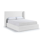 Kendall Linen Textured Fabric Upholstered King Bed in White