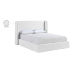 Kendall Linen Textured Fabric Upholstered King Bed in White