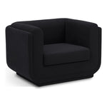 Kimora Linen Textured Fabric Upholstered Chair in Black