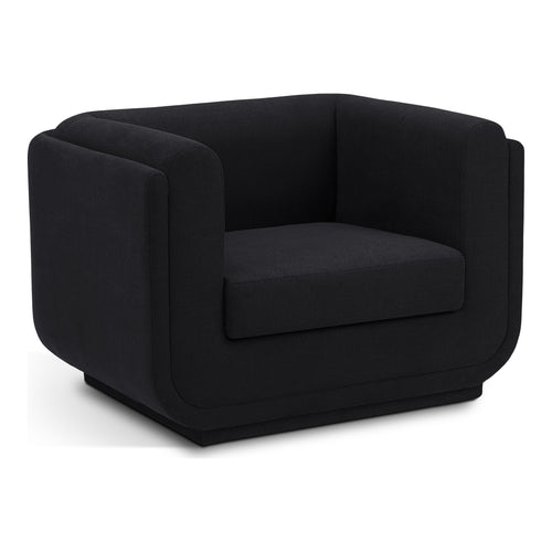 Kimora Linen Textured Fabric Upholstered Chair in Black