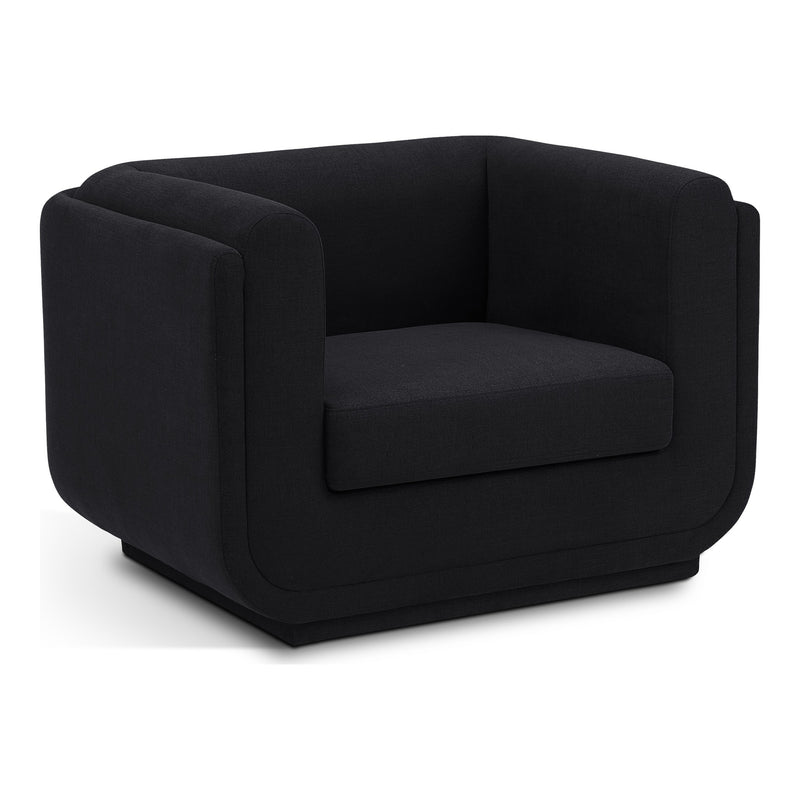 Kimora Linen Textured Fabric Upholstered Chair in Black