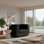 Kimora Linen Textured Fabric Upholstered Chair in Black