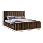 Amara Velvet Upholstered King Bed in Brown