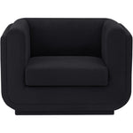Kimora Linen Textured Fabric Upholstered Chair in Black