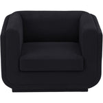 Kimora Linen Textured Fabric Upholstered Chair in Black