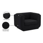 Kimora Linen Textured Fabric Upholstered Chair in Black