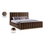 Amara Velvet Upholstered King Bed in Brown