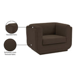 Kimora Linen Textured Fabric Upholstered Chair in Brown