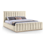Amara Velvet Upholstered King Bed in Cream