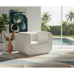 Kimora Linen Textured Fabric Upholstered Chair in Cream