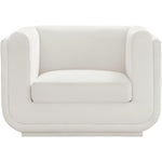 Kimora Linen Textured Fabric Upholstered Chair in Cream