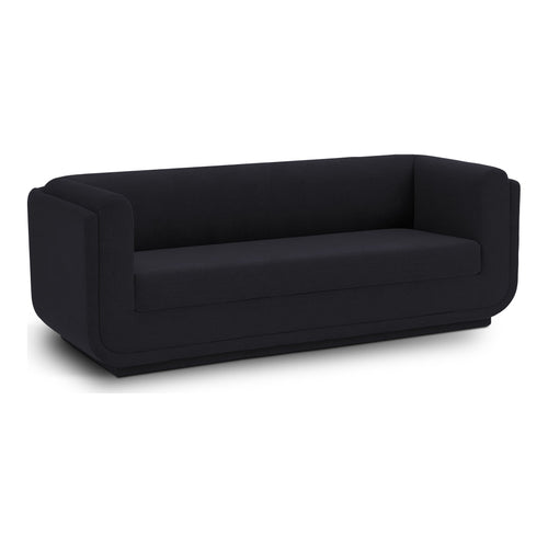 Kimora 86.5" Linen Textured Fabric Upholstered Sofa in Black