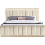 Amara Velvet Upholstered King Bed in Cream