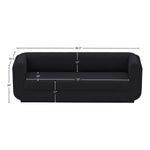 Kimora 86.5" Linen Textured Fabric Upholstered Sofa in Black