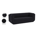 Kimora 86.5" Linen Textured Fabric Upholstered Sofa in Black