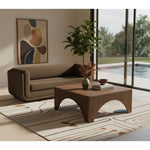 Kimora 86.5" Linen Textured Fabric Upholstered Sofa in Brown