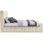 Amara Velvet Upholstered King Bed in Cream