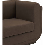 Kimora 86.5" Linen Textured Fabric Upholstered Sofa in Brown
