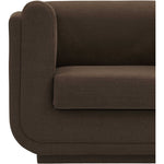 Kimora 86.5" Linen Textured Fabric Upholstered Sofa in Brown