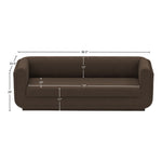 Kimora 86.5" Linen Textured Fabric Upholstered Sofa in Brown