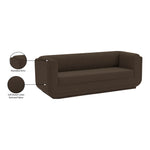 Kimora 86.5" Linen Textured Fabric Upholstered Sofa in Brown