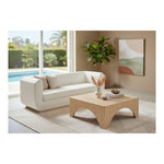 Kimora 86.5" Linen Textured Fabric Upholstered Sofa in Cream