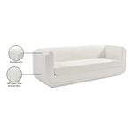 Kimora 86.5" Linen Textured Fabric Upholstered Sofa in Cream