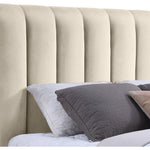 Amara Velvet Upholstered King Bed in Cream