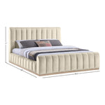 Amara Velvet Upholstered King Bed in Cream