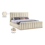 Amara Velvet Upholstered King Bed in Cream