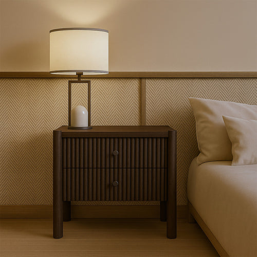 Kivo Solid Wood Nightstand in Walnut