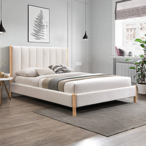 Kona Fabric Upholstered King Bed in Cream