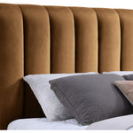 Amara Velvet Upholstered King Bed in Saddle