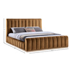 Amara Velvet Upholstered King Bed in Saddle