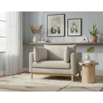 Langham Linen Textured Fabric Upholstered Chair in Beige