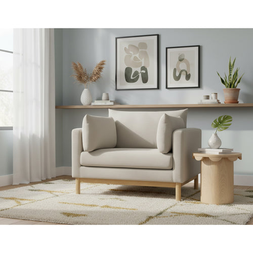 Langham Linen Textured Fabric Upholstered Chair in Beige