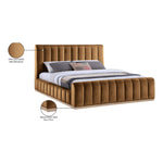 Amara Velvet Upholstered King Bed in Saddle