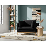 Langham Linen Textured Fabric Upholstered Chair in Black