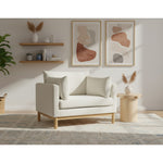 Langham Linen Textured Fabric Upholstered Chair in Cream