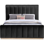 Amara Velvet Upholstered Queen Bed in Black