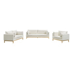 Langham Linen Textured Fabric Upholstered Chair in Cream