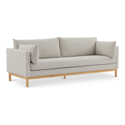 Langham 89.5" Linen Textured Fabric Upholstered Sofa in Beige