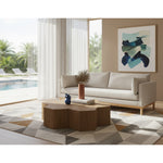 Langham 89.5" Linen Textured Fabric Upholstered Sofa in Beige